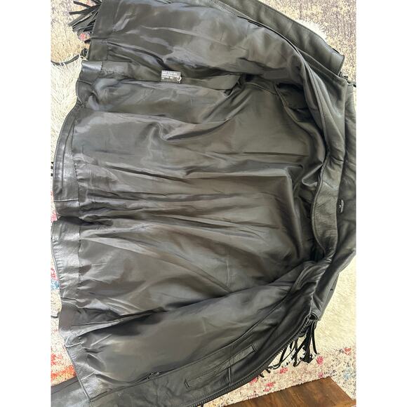 Vintage Black Leather Fringe Jacket | Size Medium | Western Biker Rodeo Boho - Picture 9 of 12